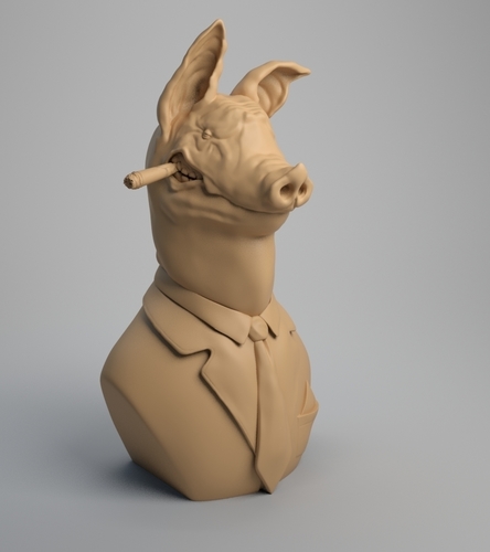 Pig Bust, The chief 3D Print 209081