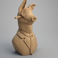 Small Pig Bust, The chief 3D Printing 209081