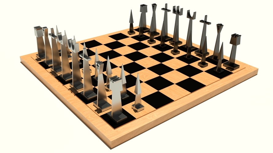 Chess Modern Set 3D Print 209369