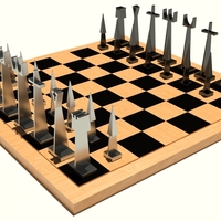 Small Chess Modern Set 3D Printing 209369