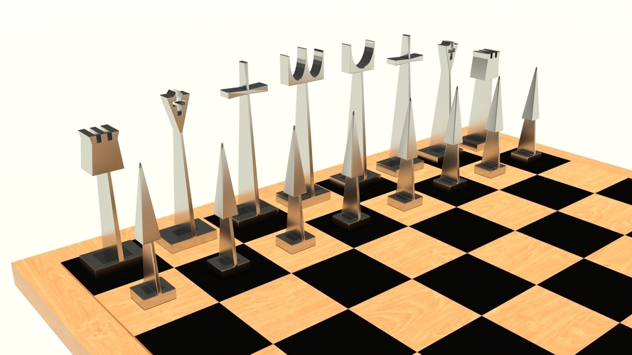 Chess Modern Set 3D Print 209578