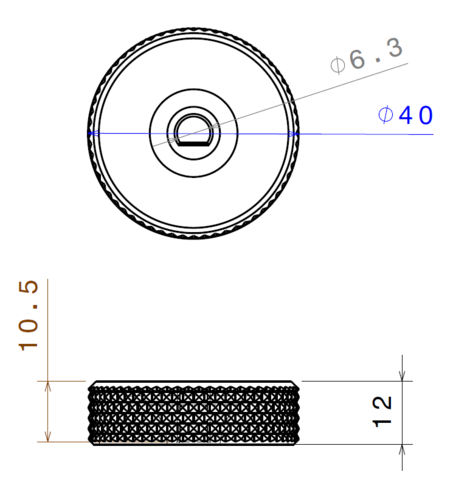 Knob - cap for potentiometer or encoder D40x12mm 3D Print 209818