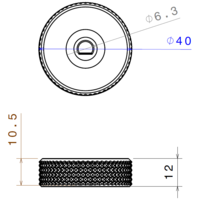 Knob - cap for potentiometer or encoder D40x12mm - Thumbnail 7