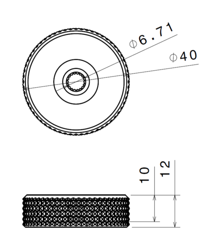 Knob - cap for potentiometer or encoder D40x12mm 3D Print 209819