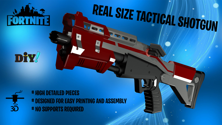 diy fortnite real size tactical shotgun hq printable kit 3d print 210177 - how big is fortnite file size