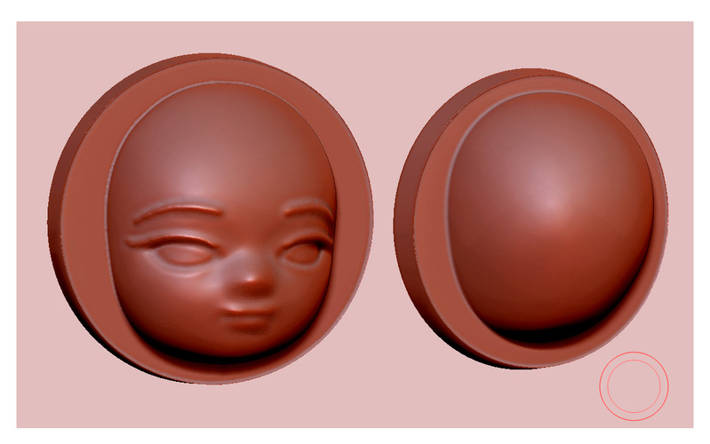 Anime Head_Fondant Molder_30mm 3D Print 21072