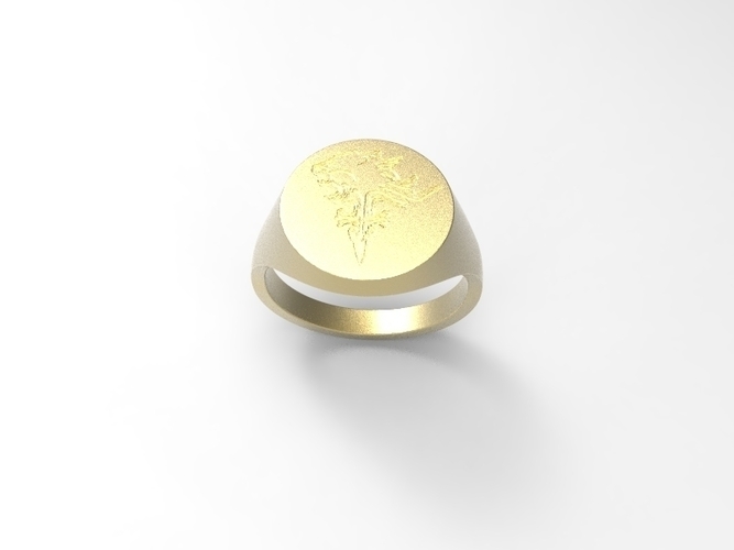 Signet Ring: Lion Heart 3D Print 210934