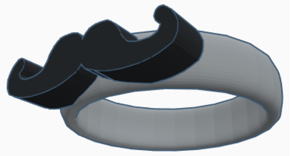 Mustache Ring 3D Print 211413