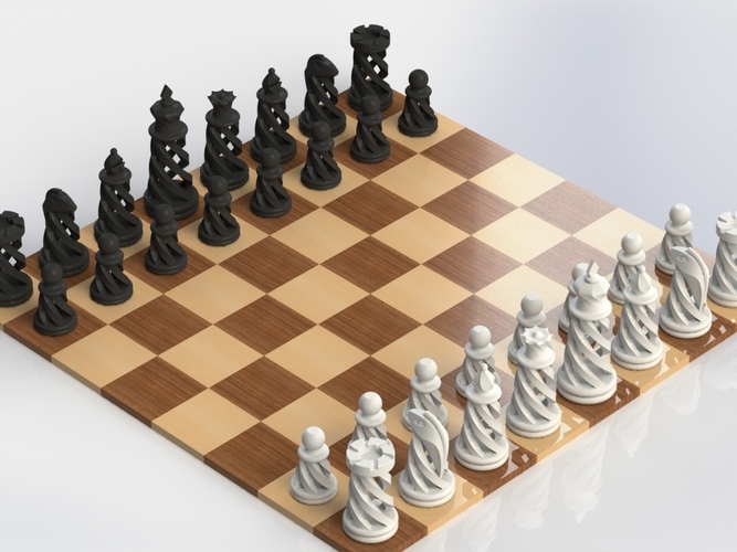 Spiral Chess Set (Large) 3D Print 21143