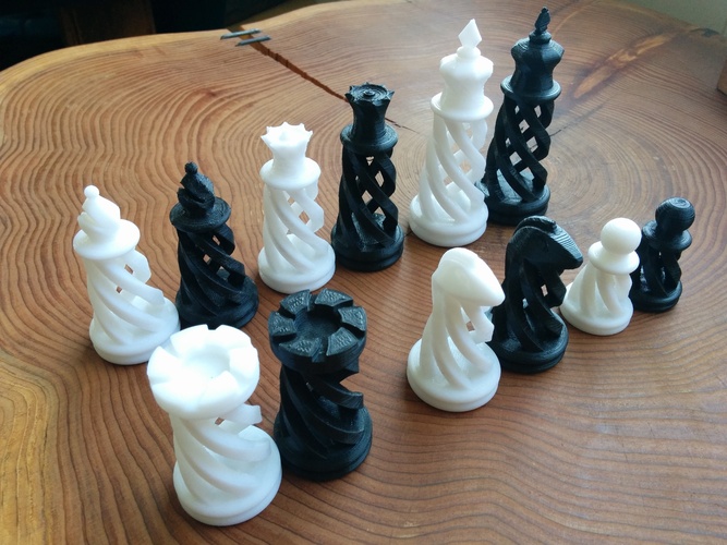 Spiral Chess Set (Large) 3D Print 21145