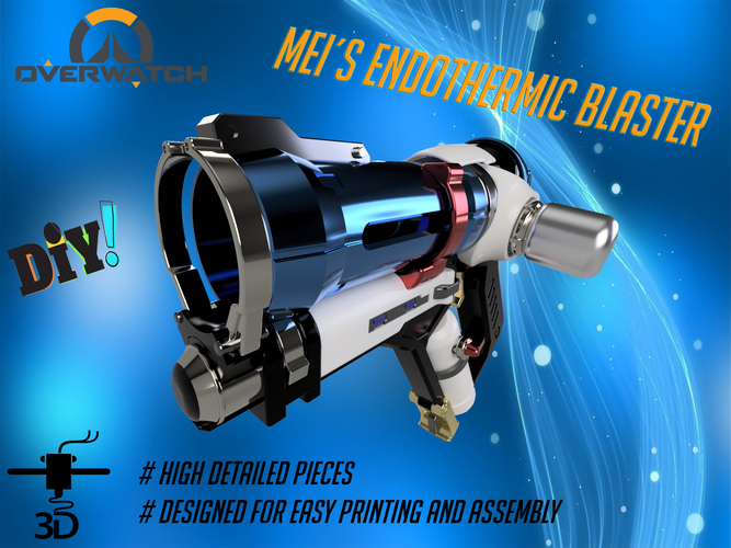 DIY Overwatch real size Mei Endothermic Blaster HQ printable kit 3D Print 211502