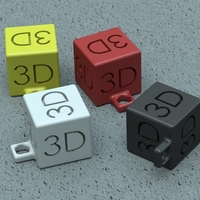 Small 3D Cube Keychain 3D Printing 21219