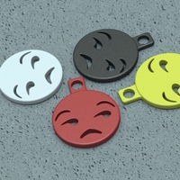 Small Unamused Emoji Keychain Charm 3D Printing 21227