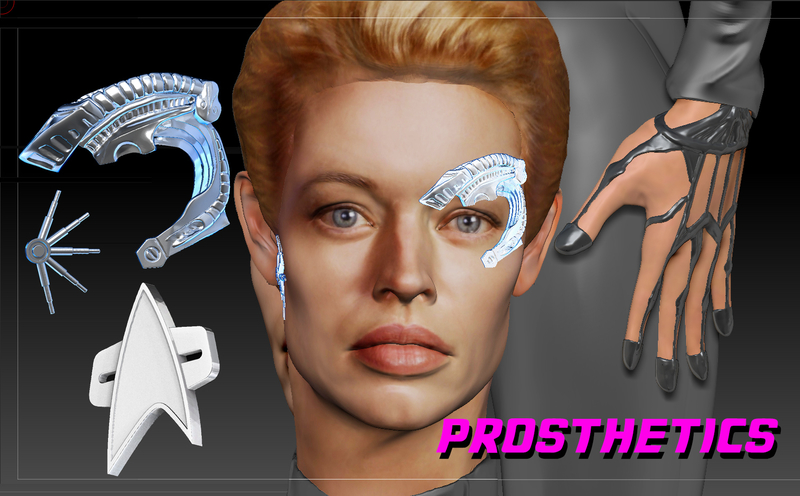 Borg Implants of Seven of Nine. Jeri Ryan. Star Trek