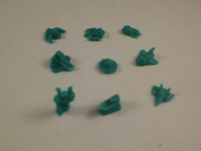 Tiny Low-Poly Space Ship Tokens - Full Set 3D Print 212555