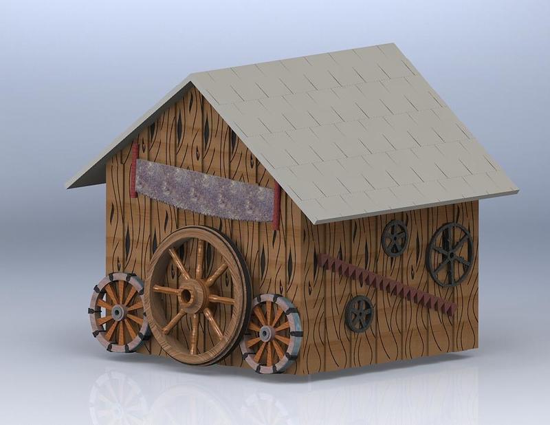 Detailed Rustic Shed with Antiques - Pinshape
