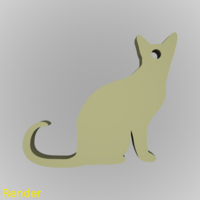 Small Cat Silhouette Key Chain 3D Printing 213316