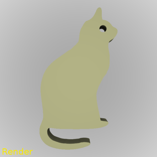 Cat II Silhouette Key Chain 3D Print 213318