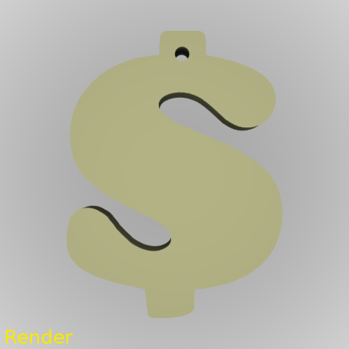 Cash Dollar Silhouette Key Chain 3D Print 213322