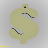 Small Cash Dollar Silhouette Key Chain 3D Printing 213322