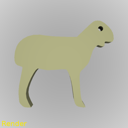 Lamb Silhouette Key Chain 3D Print 213339