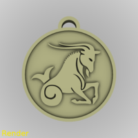 Small Capricorn Zodiac Medallion Pendant 3D Printing 213612