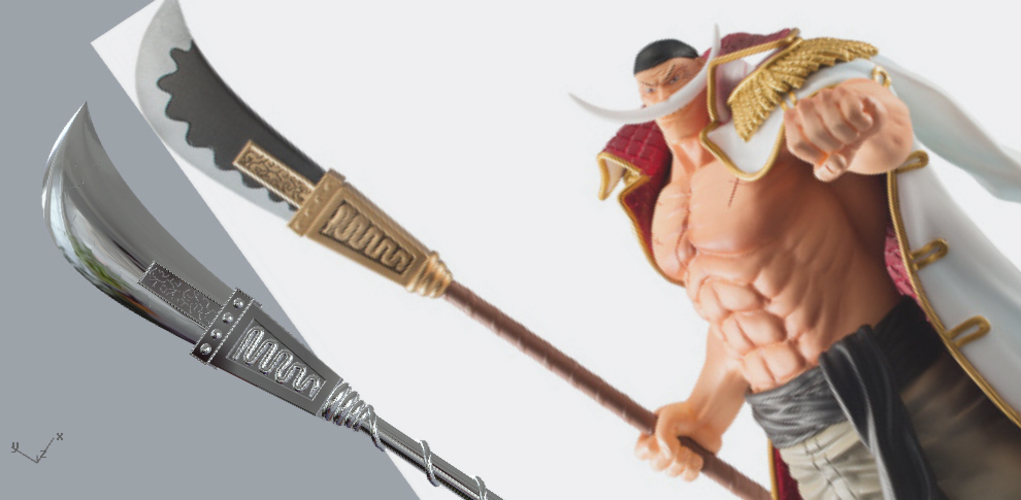 Bisento Spear of white beard One Piece 3D model 3D printable