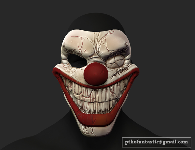 Twisted metal killer clown mask cosplay halloween helmet 3D Print 215388