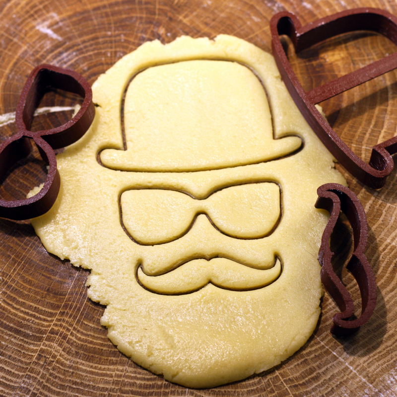 Set hat glasses mustache cookie cutter for professional