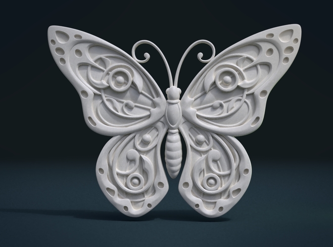 3D Printed Butterfly Relief by Skazok | Pinshape