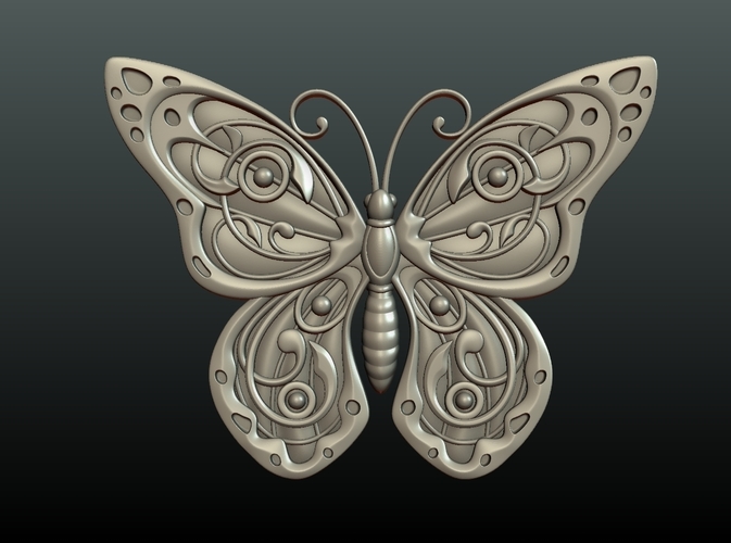 3D Printed Butterfly Relief by Skazok Pinshape