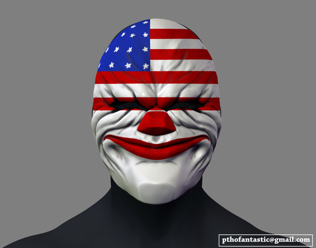 Payday the Heist Dallas Game Mask Cosplay Halloween STL File 3D Print 216049