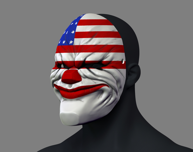 Payday the Heist Dallas Game Mask Cosplay Halloween STL File 3D Print 216050