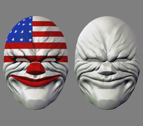 Payday the Heist Dallas Game Mask Cosplay Halloween STL File 3D Print 216057