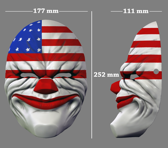 Payday the Heist Dallas Game Mask Cosplay Halloween STL File 3D Print 216059