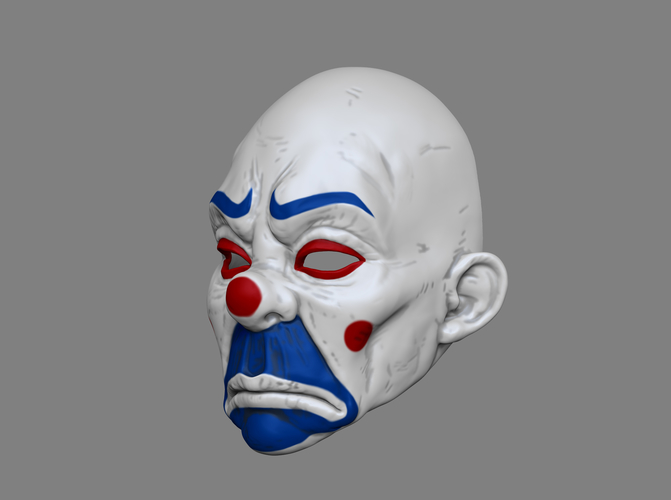 Clown Mask Dark Knight Cosplay Halloween STL File 3D Print 216063