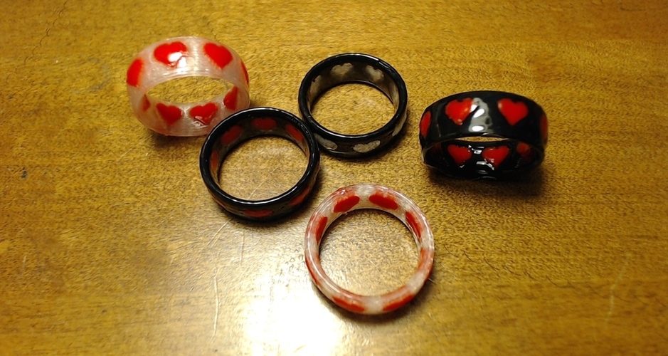 Dual Color Heart Rings! 3D Print 21638
