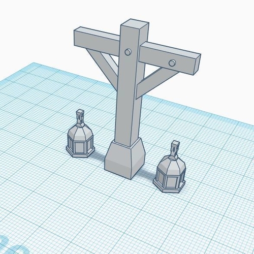 28mm Scale Scatter Terrain - Gas Lantern Posts, Crates & Cask 3D Print 217088