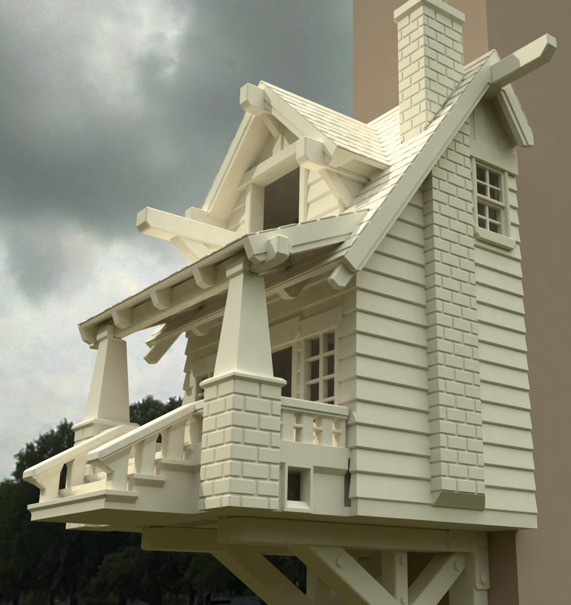 the american craftsman bungalow birdhouse, 3d printing design, 3d print...