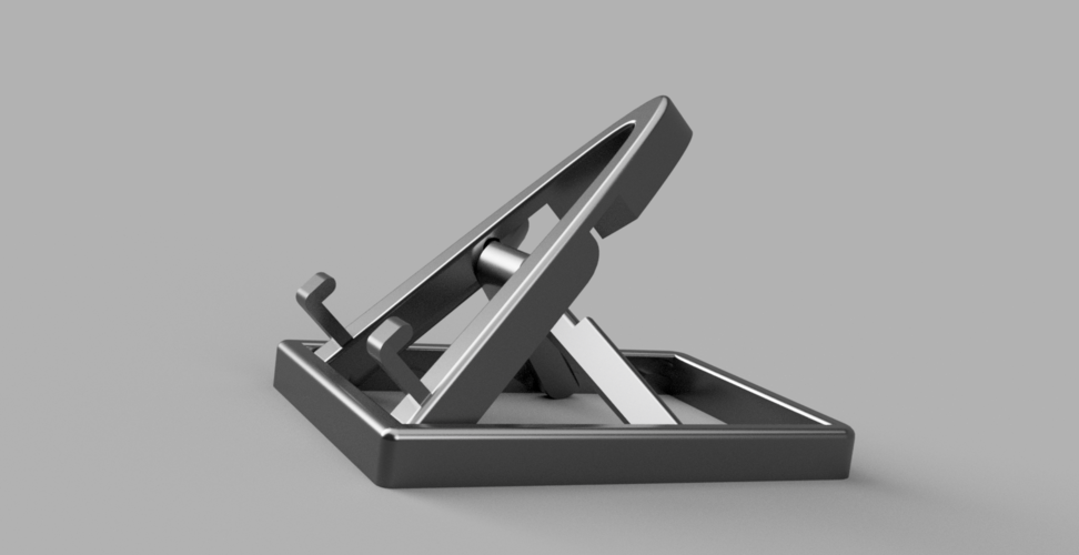 Phone Holder, smooth tilt adjustment, prints in place by E. Soderberg, Download free STL model