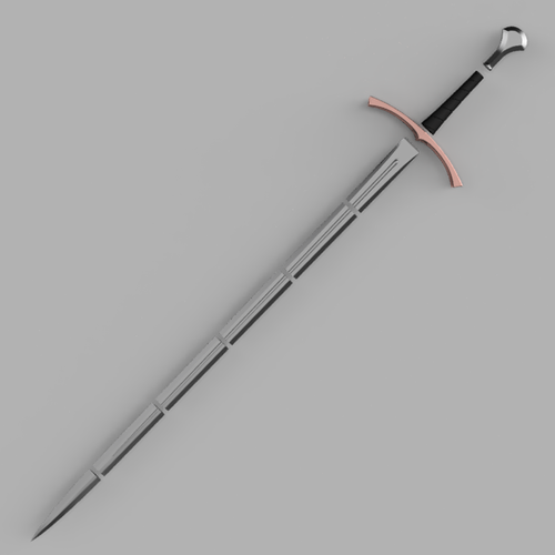 Medieval bastard sword | 135 cm | carbon reinforcement ready 3D Print 219226