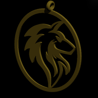 Fire wolf pendant, keychain accessory - Thumbnail 1