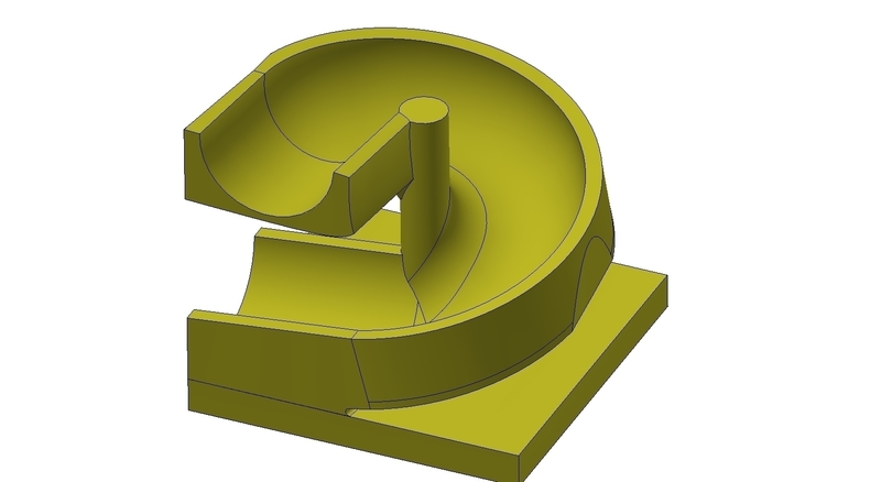 Spiral brick for rolling ball rail like a lego duplo