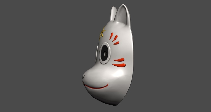 Gin's mask(Fox Mask) from Hotarubi-no-mori - Pinshape