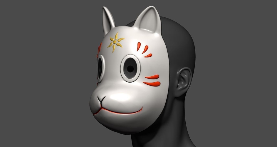 Gin's mask(Fox Mask) from Hotarubi-no-mori 3D Print 220002