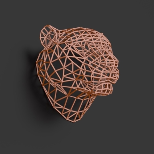 Tiger Head WireFrame Low Poly 3D Print 220989