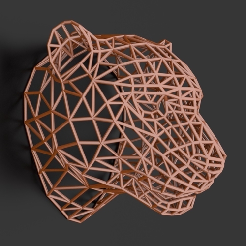 Tiger Head WireFrame Low Poly 3D Print 220991