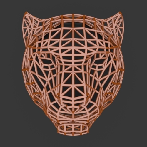 Tiger Head WireFrame Low Poly 3D Print 220993