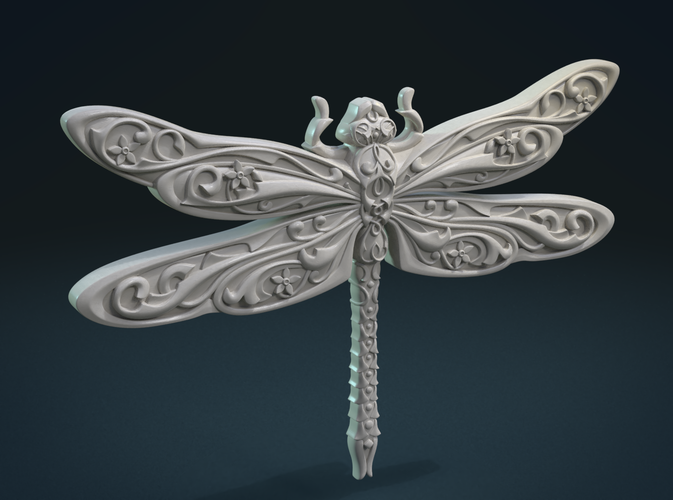 Dragonfly Relief 3D Print 221110