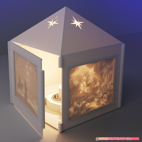Christmas lantern with lithopanes - (for electric light sources) 3D Print 221329